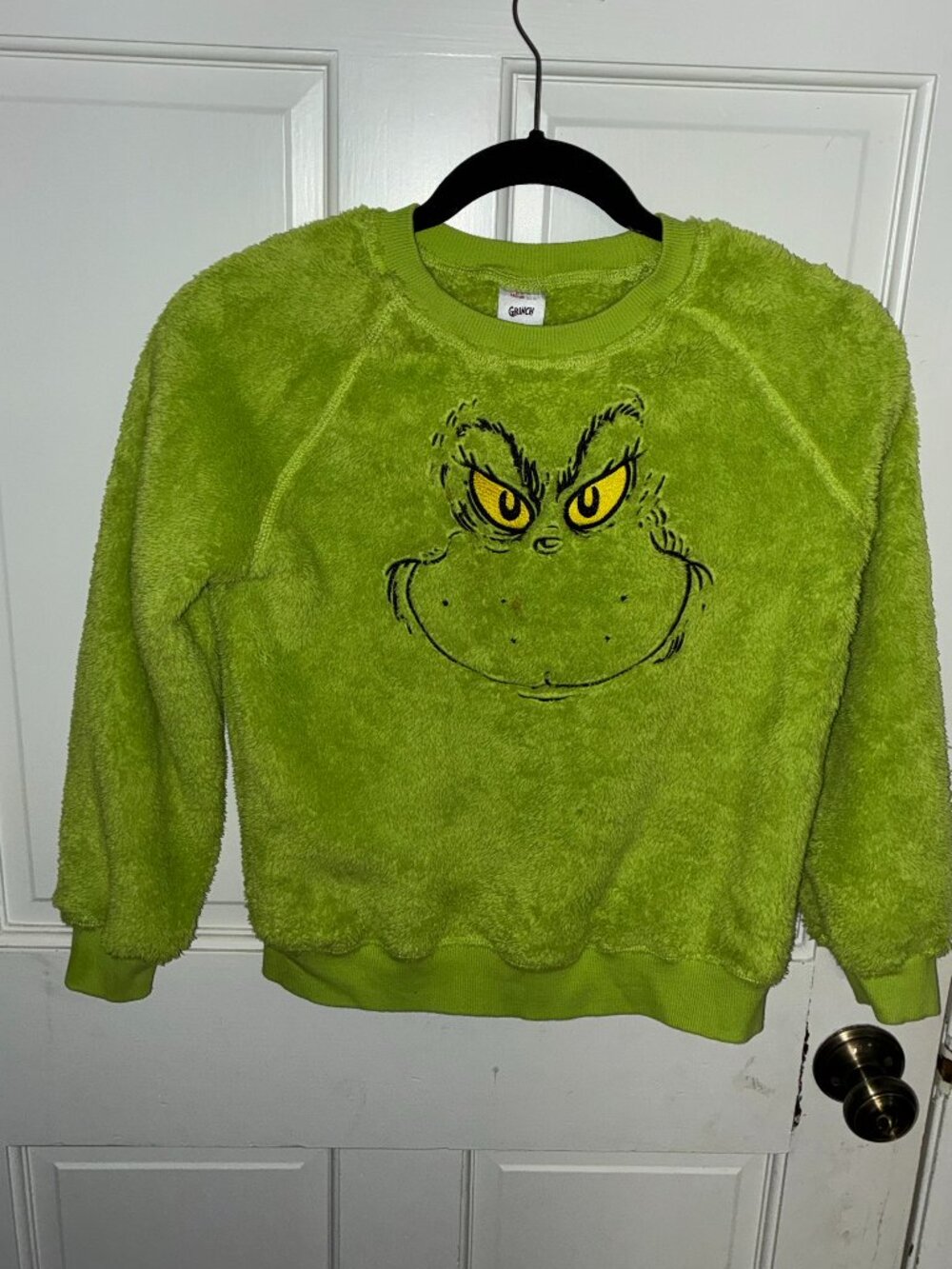 Grinch Fuzzy girls Sweatshirt Size 10 Hanna Anderson